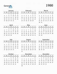 Image result for 1980 Calendar