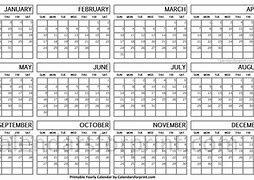 Image result for Year Calendar Printable One Page