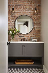 Image result for Bathroom with Brick Accent Wall