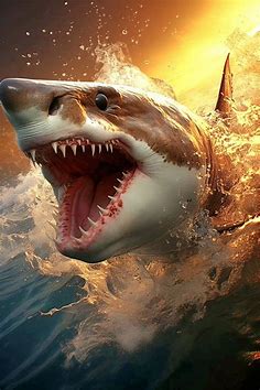 Great White Shark in Action