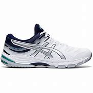 Image result for Asics Squash Shoes Blue and Orangde Long