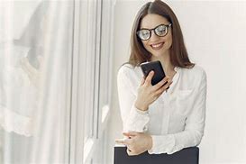 Image result for Woman Similing at Phone