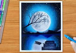 Image result for Moon Night Sky Oil Pastel Drawing