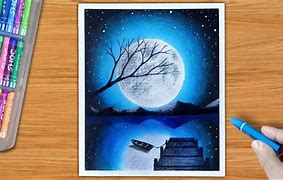 Image result for Moon Light Pic Oil Pastel