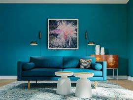 Image result for Monochromatic Blue Living Room