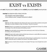 Image result for Exist vs Exists
