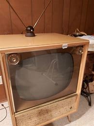 Image result for Vintage TV with Rabbit Ears Table