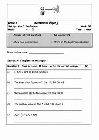 Image result for Grade 6 Past Papers