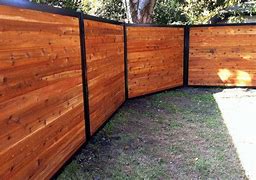 Image result for Wood Privacy Fence with Metal Posts