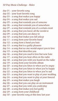 Image result for Different 30-Day Song Challenge