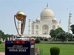 Image result for World Cup Cricket Trophy Shoot at Taj Mahal