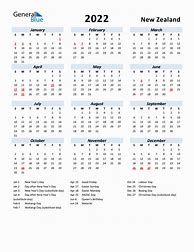 Image result for Calendar 2022 New Zealand