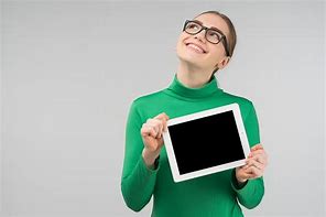 Image result for Lady Looking at Her iPad Clip Art