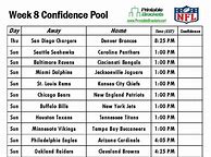 Image result for Week 14 NFL Confidence Pool Sheets Printable
