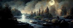Image result for Dark Forest River Art