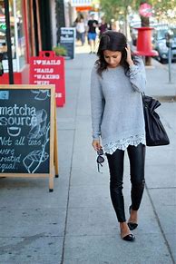 Image result for Leather Leggings and Flats