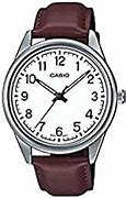 Image result for Casio Men's Silver Analog Watch Leather Strap