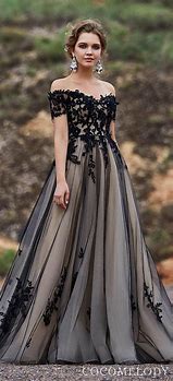 Image result for Black and Champagne Dresses