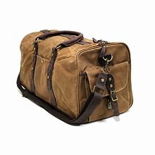 Image result for Leather and Canvas Duffle Bag