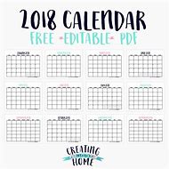 Image result for Free Printable Mini Calendars 2018