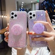 Image result for A Pink Sparkle Phone Case with Popsocket