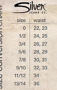 Image result for Silver Jeans Size 34 Conversion Chart