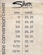Image result for Silver Jeans Size Chart