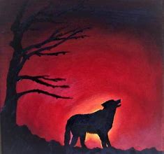 Image result for Wolves at Dusk Painting