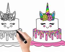 Image result for How to Draw a Rainbow Unicorn Cake