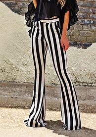 Image result for High-Waisted Black and White Striped Pants