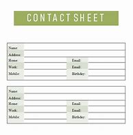 Image result for Contact Sheet Template