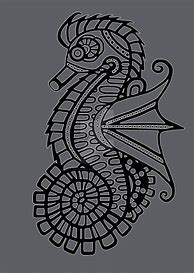Image result for Steampunk Tribal Seahorse Stencil
