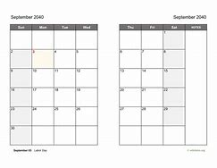 Image result for September 2040 Calendar