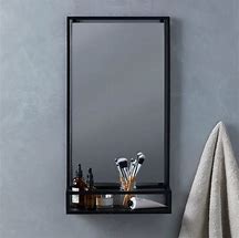 Image result for Black Bathroom Wall Mirror with Shelf