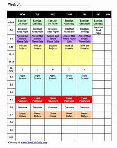 Printable Time Blocks Schedule Template Block Schedule