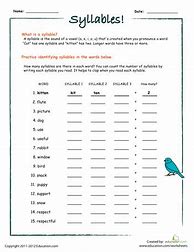 Image result for Syllable Worksheets 2nd Grade