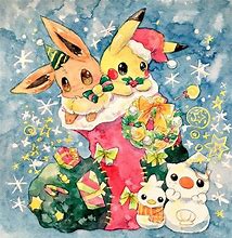 Image result for Christmas Pikachu Fan Art