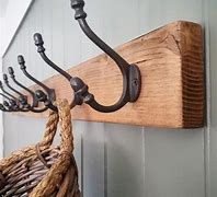 Image result for Rustic Wooden Shelf with Coat Hooks