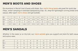 Image result for Merrell Shoe Size Chart
