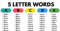 Image result for List of 5 Letter Words