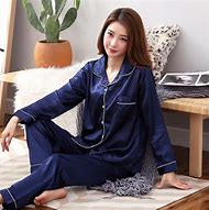 Image result for Long Sleeve Silk Pajamas