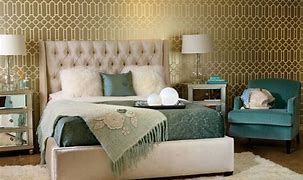Image result for Wallpaper Bedroom Teal and Gold Astrologie