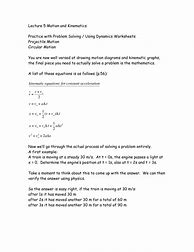 Image result for Kinematic Equations Worksheet with Answers