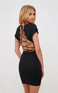 Image result for Black Lace Up Dress