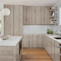 Image result for Gray Wood Grain Kitchen Cabinets