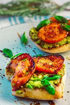 Image result for Smashed Avocado On Toast with Tomatos and Fetta