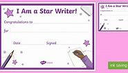 Star Writer Certificate