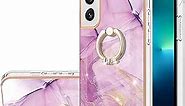 NVWA Compatible with Galaxy S23 Plus Thin Case,TPU IMD Personalized Purple Marble Series Slim Phone Cases with Scratch-Proof Shockproof Back Protective Cover with Ring Holder for Samsung S23+ 5G 6.6