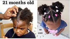 10 mins Hair Style on a Toddler/ Little black Girls/Simple and Cute KIDS Hairstyle on Short Hair