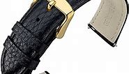 ANNEFIT Watch Band 18mm, Quick Release Textured Padded Leather Straps with Gold Buckle for Men and Women (Black)